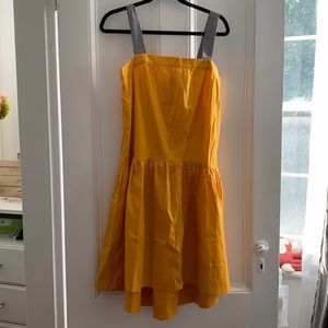 ENGLISH FACTORY yellow, high low Midi dress S